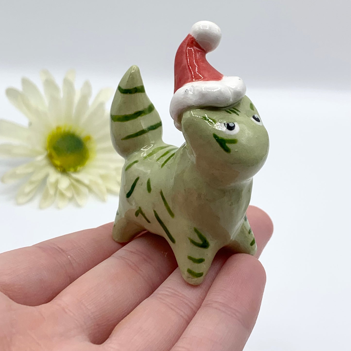 Grinch Kitty Cat Ceramic Figurine
