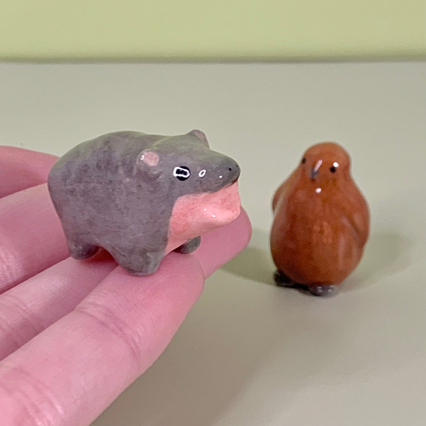 Mini Moo Deng & Pesto Set Ceramic Figurines