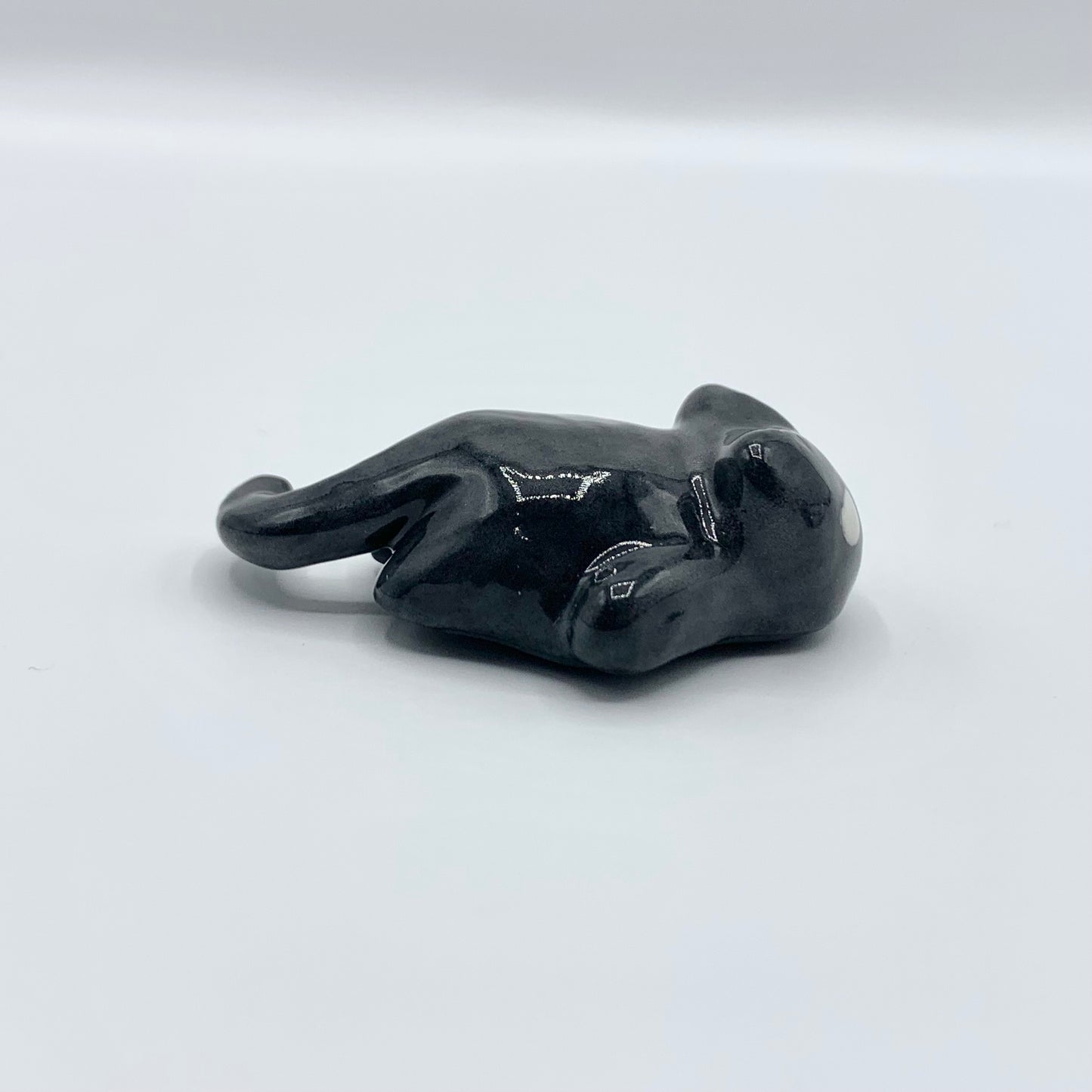 Lazy Black Cat Ceramic Figurine