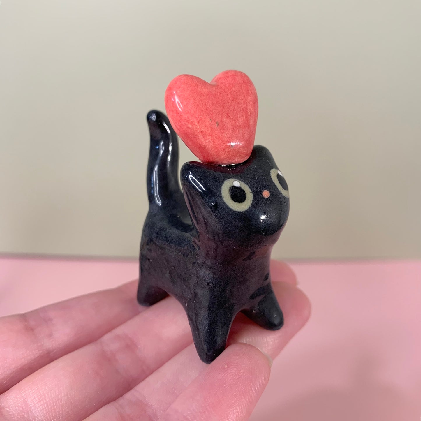 Kitty Cat Ceramic Figurine with Magnetic Attachments