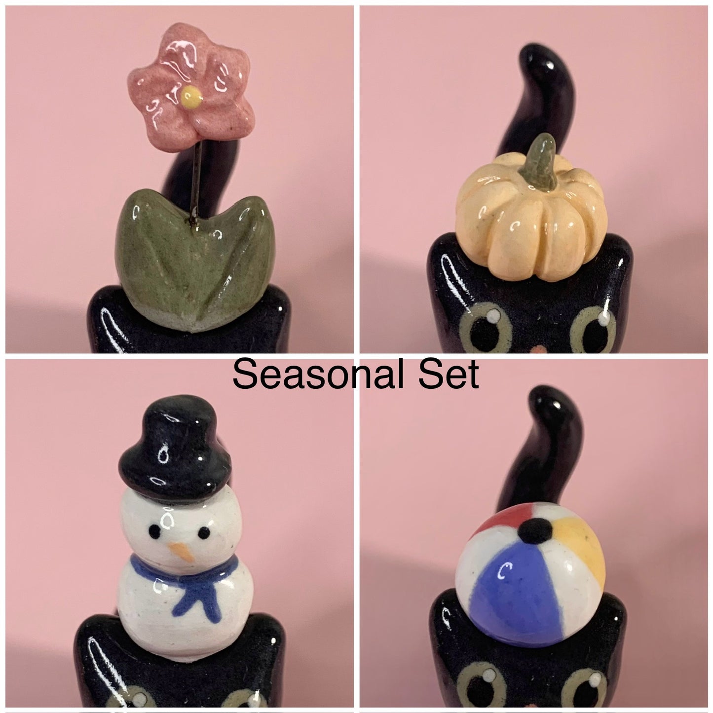 Kitty Cat Ceramic Figurine with Magnetic Attachments