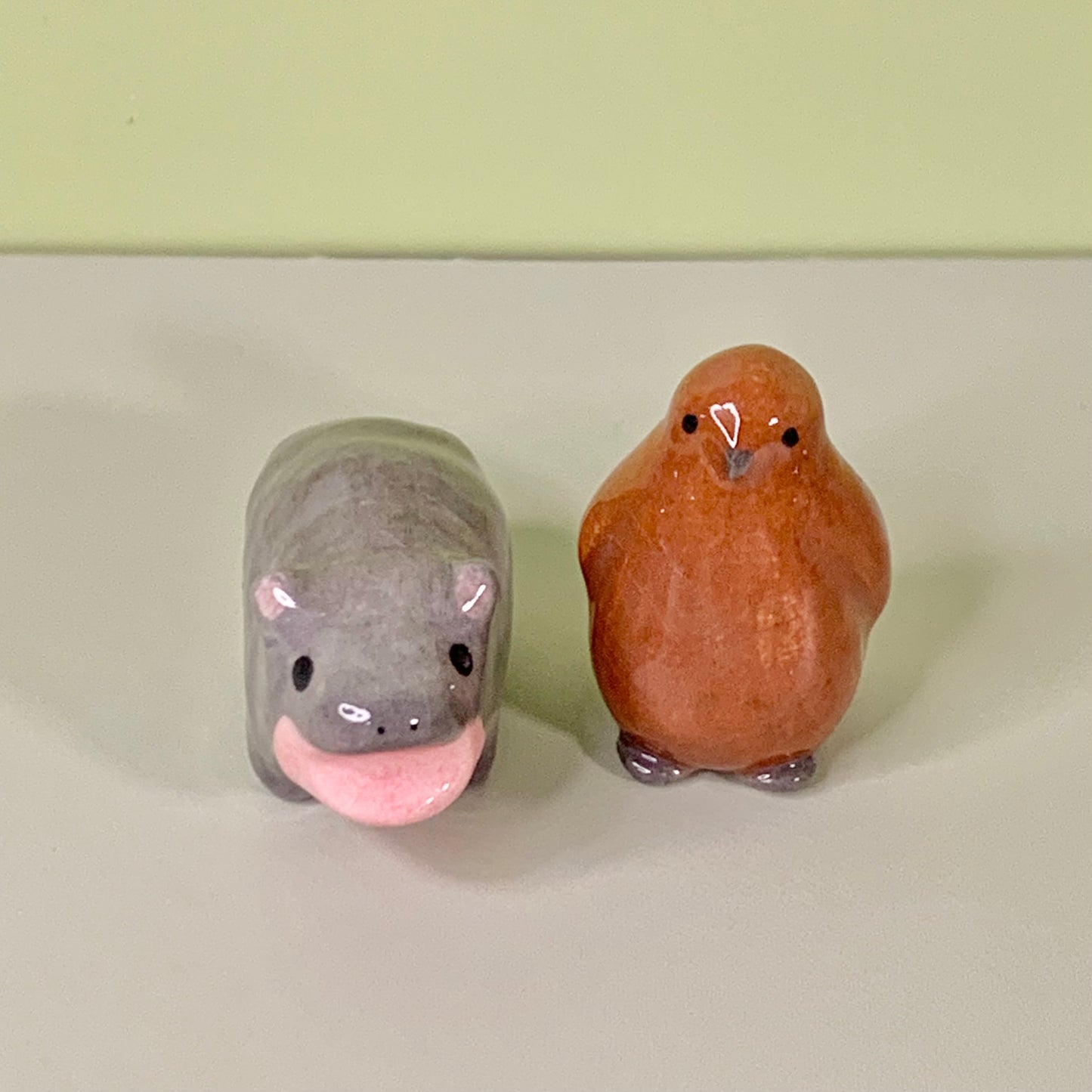 Mini Moo Deng & Pesto Set Ceramic Figurines