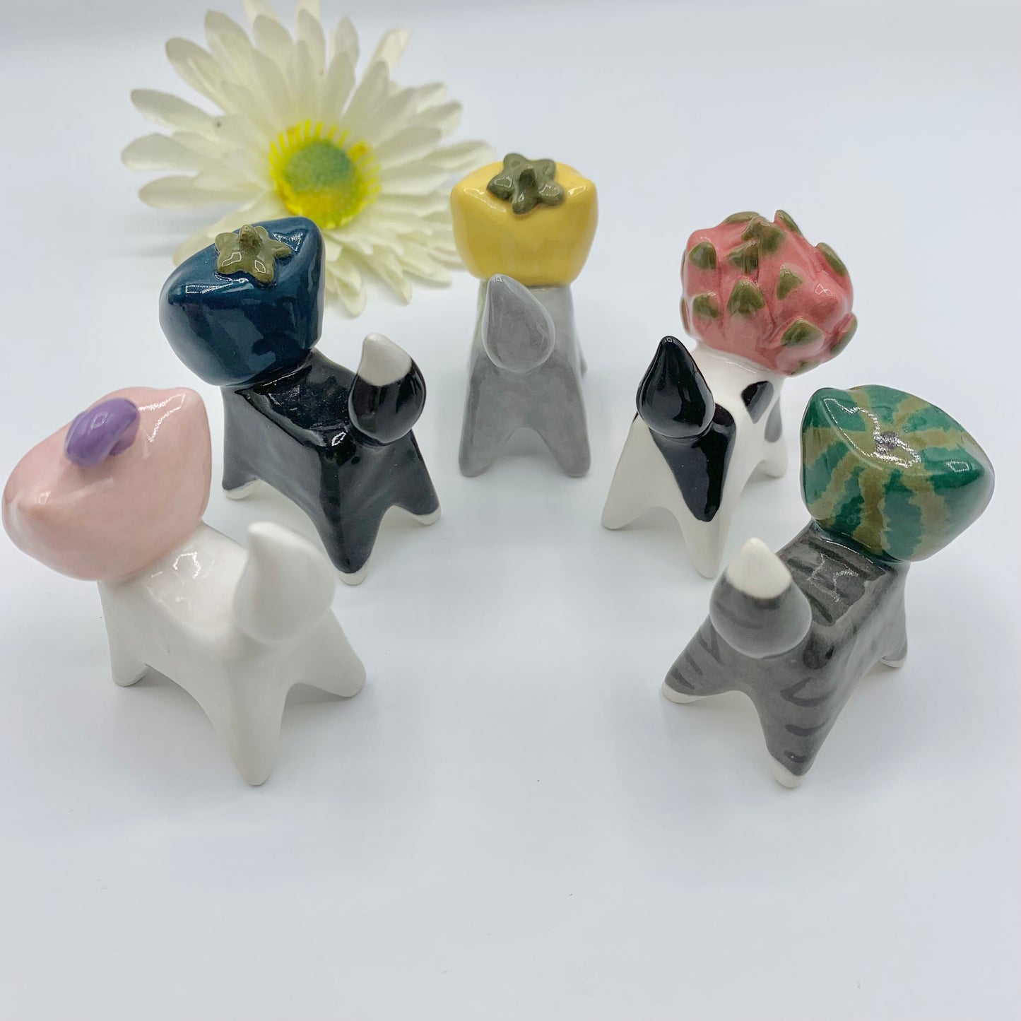 Fruit Kitty Cat Ceramic Figurine