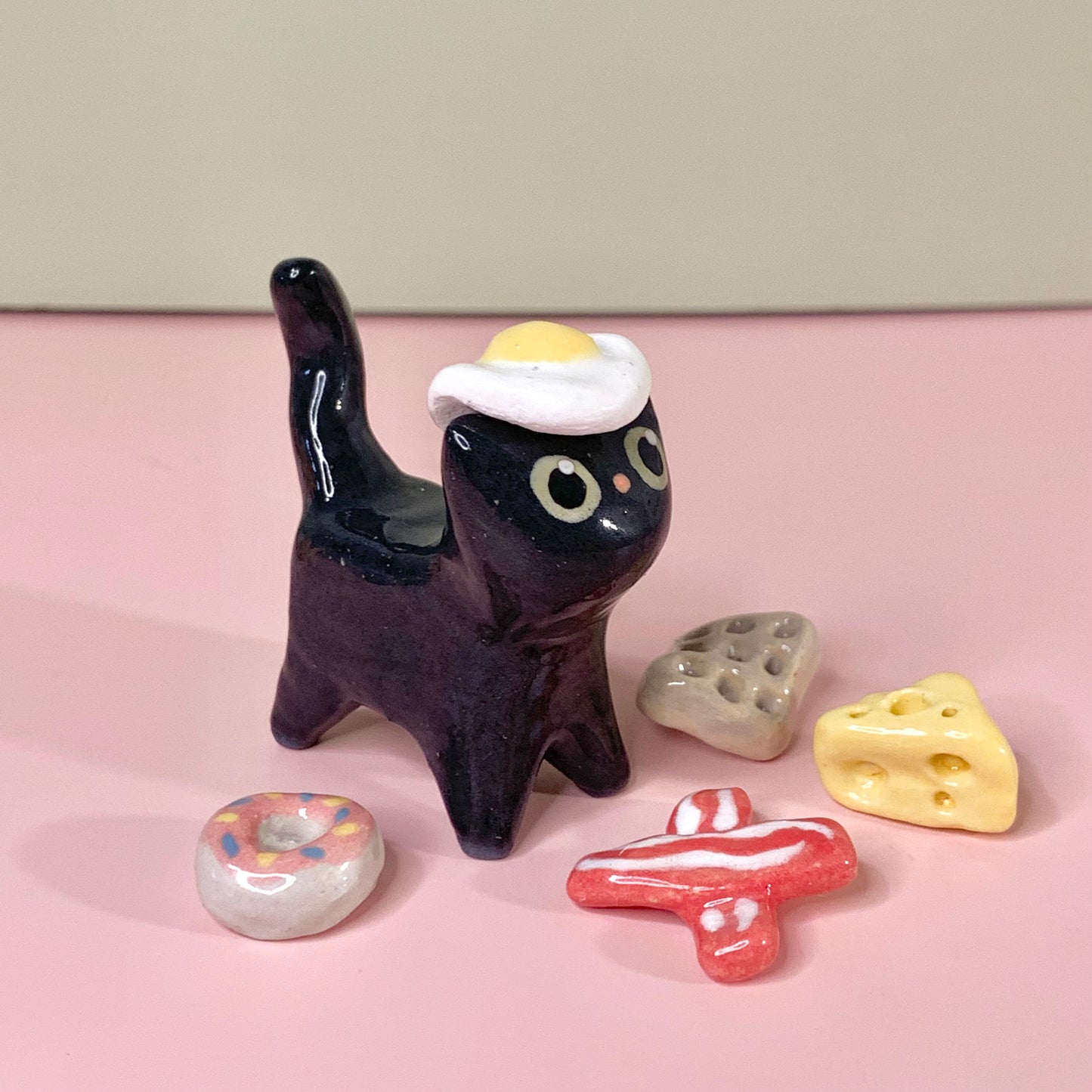 Kitty Cat Ceramic Figurine with Magnetic Attachments