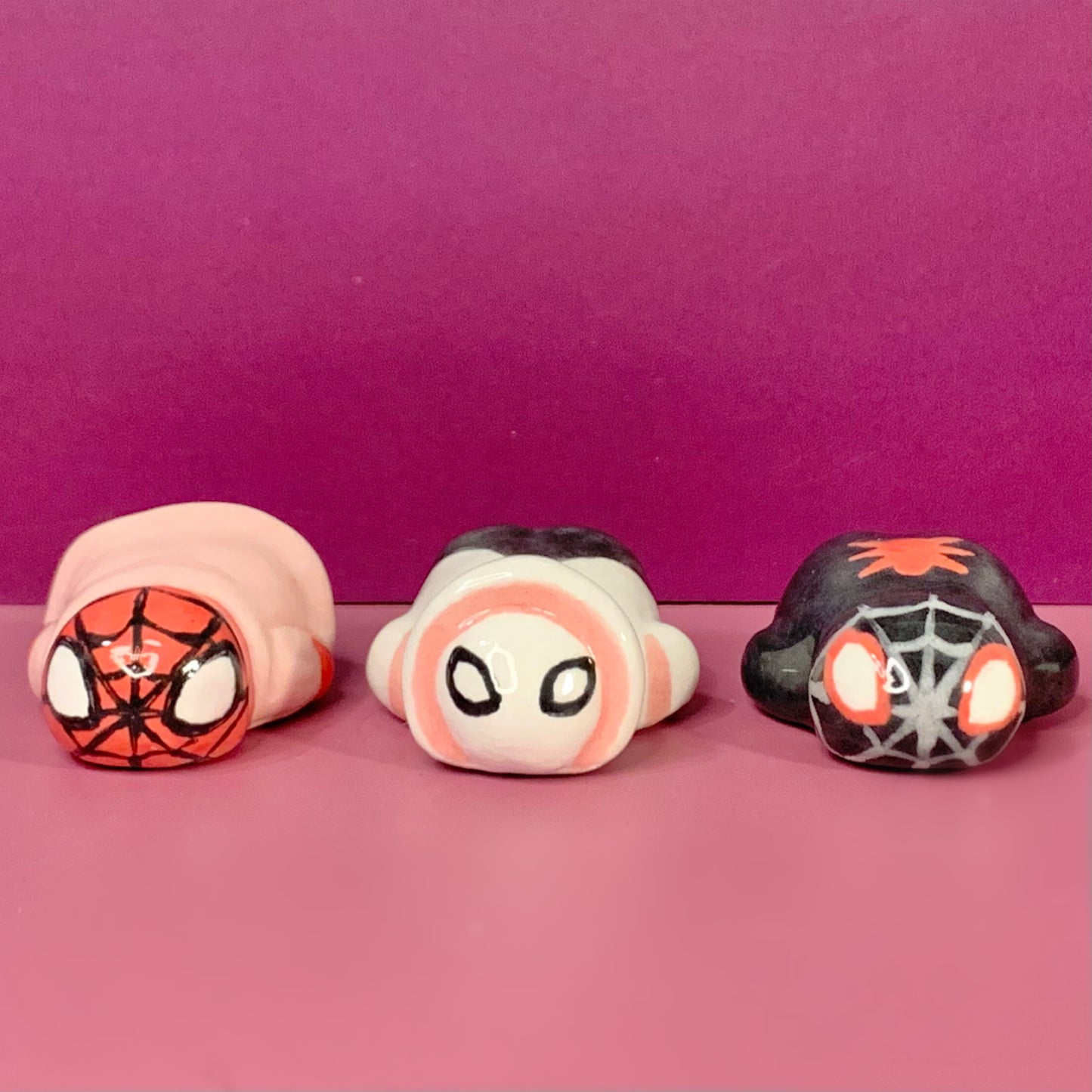 Spiderverse Set of Three Spider-Man Inspired Ceramic Figurine