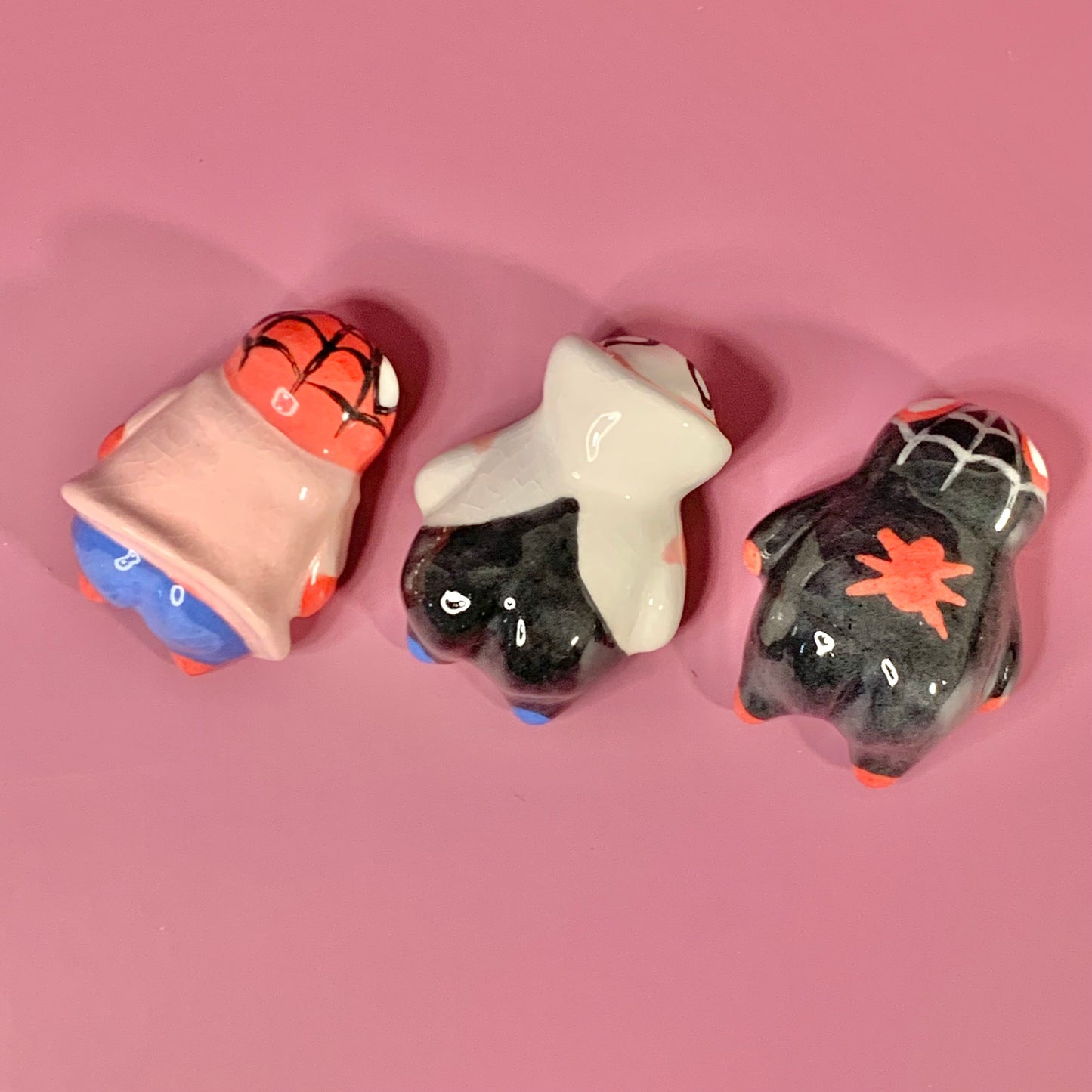 Spiderverse Set of Three Spider-Man Inspired Ceramic Figurine