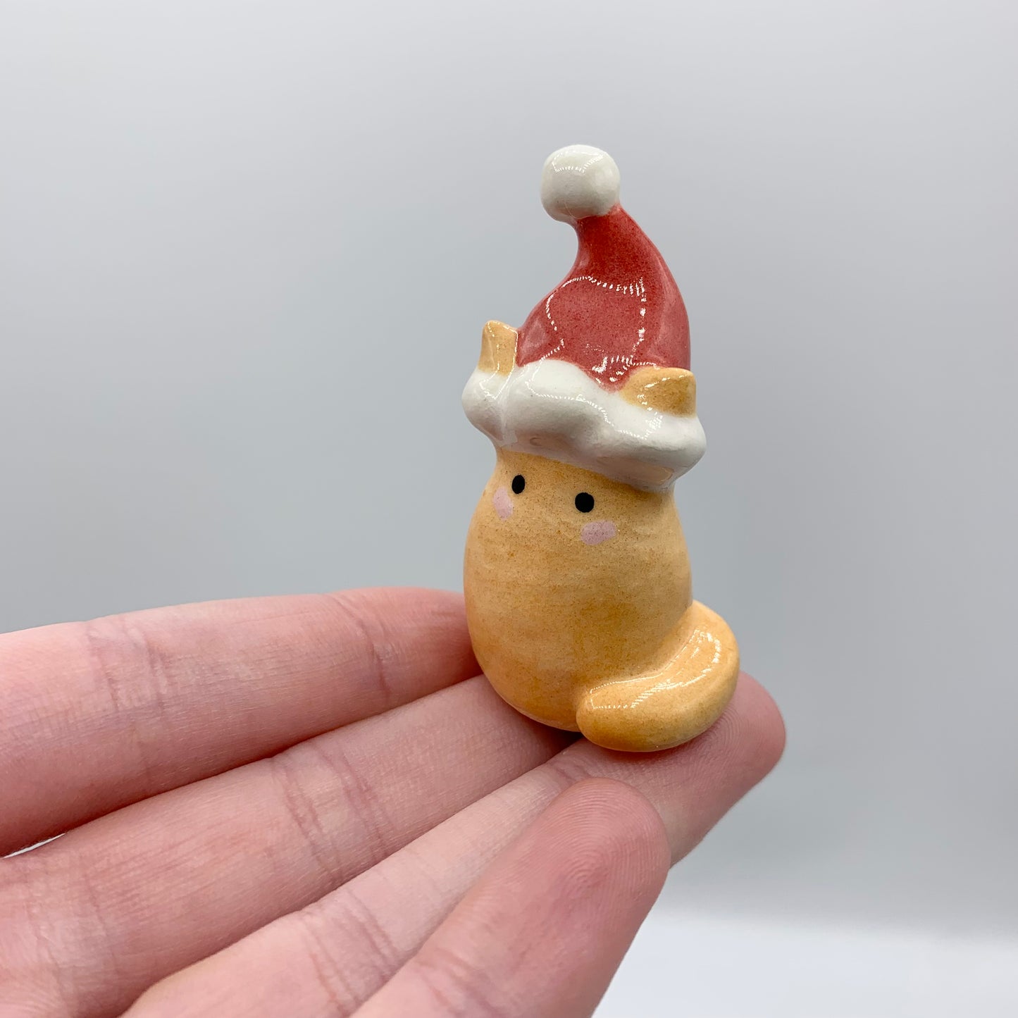 Santa Cat Ceramic Figurine