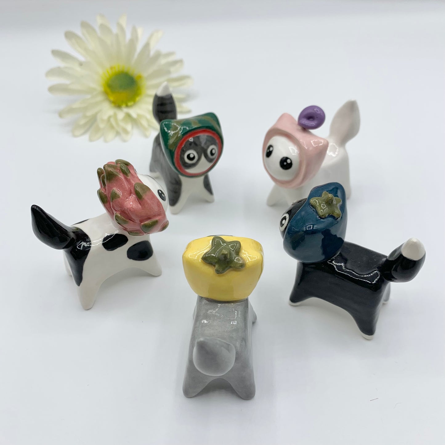 Fruit Kitty Cat Ceramic Figurine
