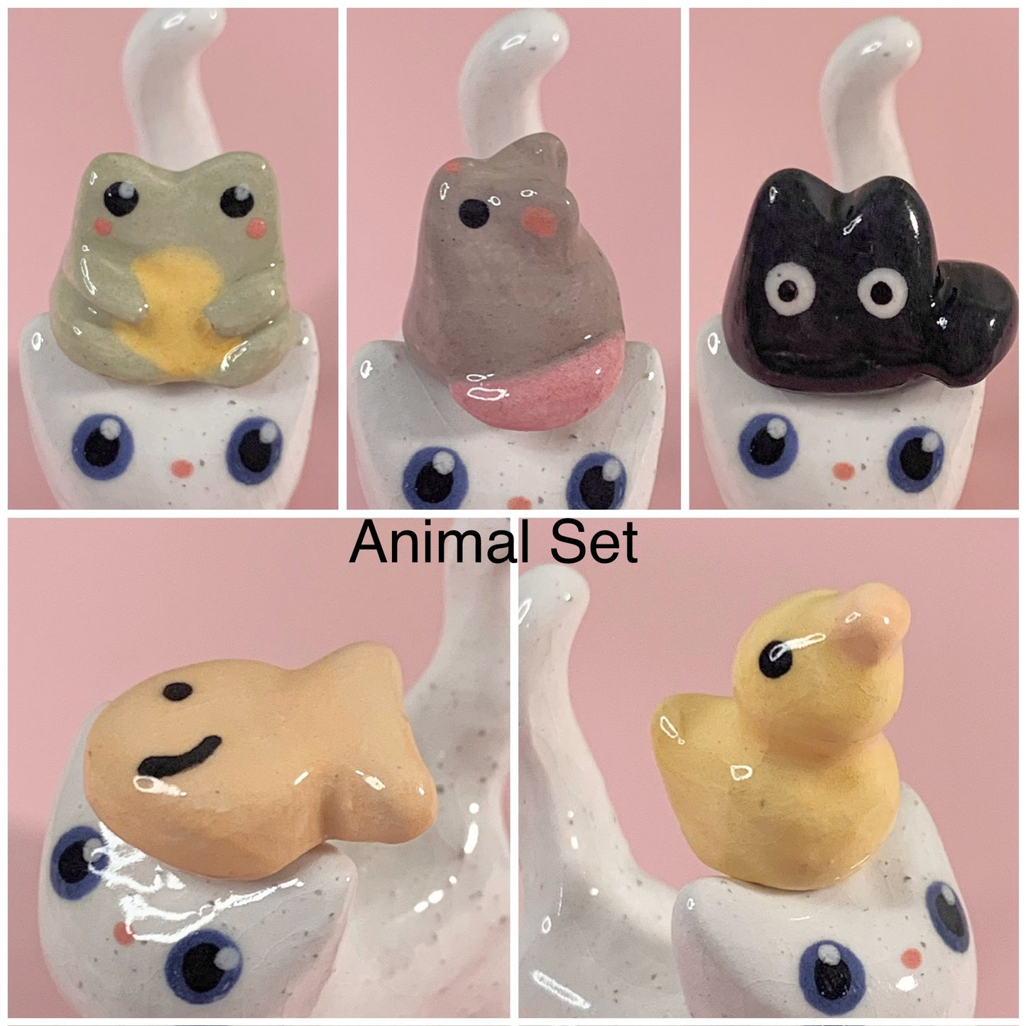 Kitty Cat Ceramic Figurine with Magnetic Attachments