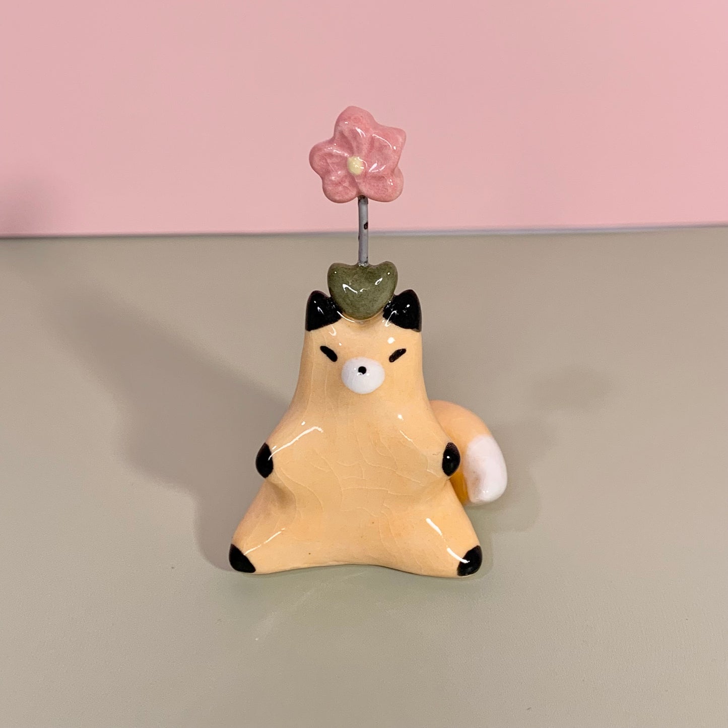 Flower Fox Ceramic Figurine
