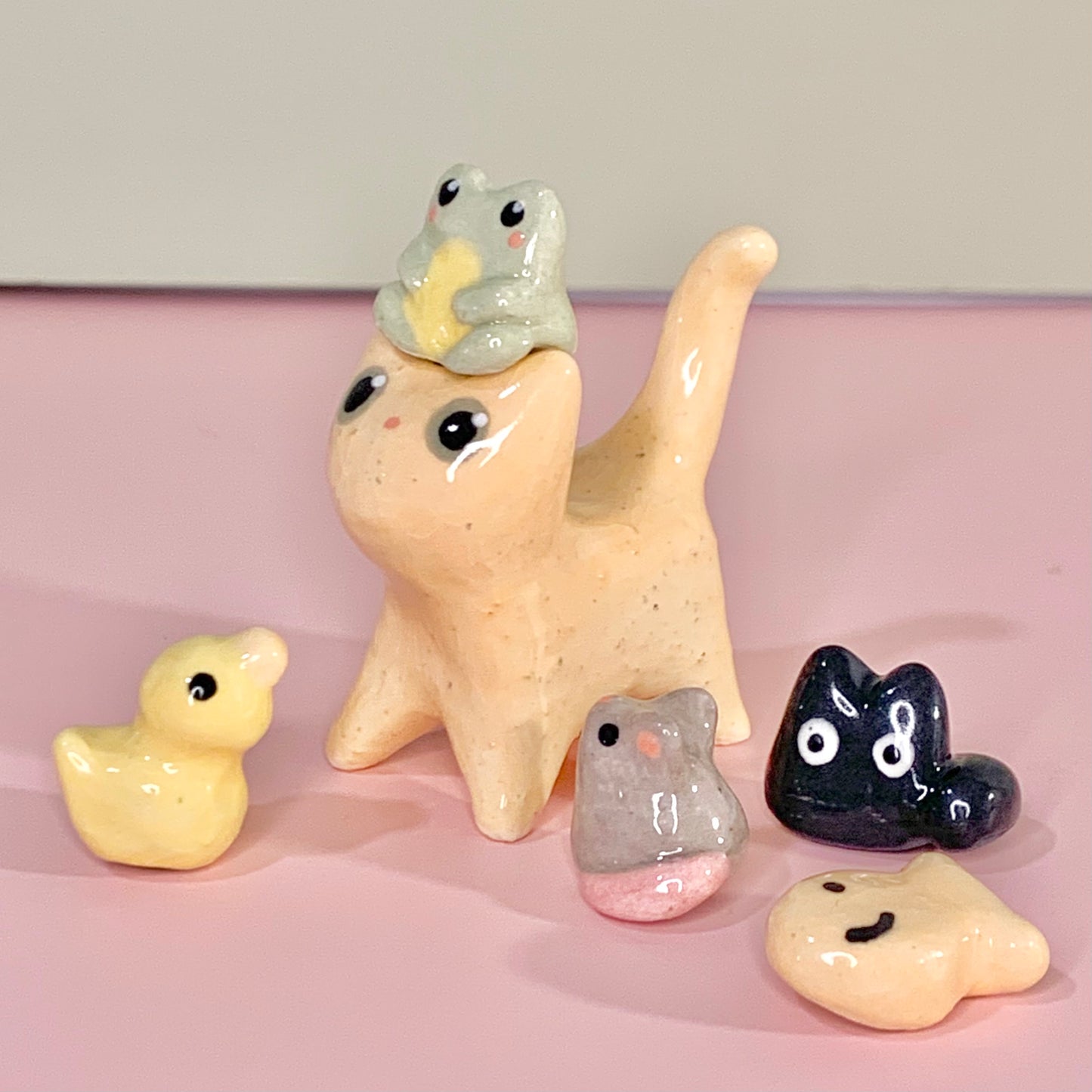 Kitty Cat Ceramic Figurine with Magnetic Attachments