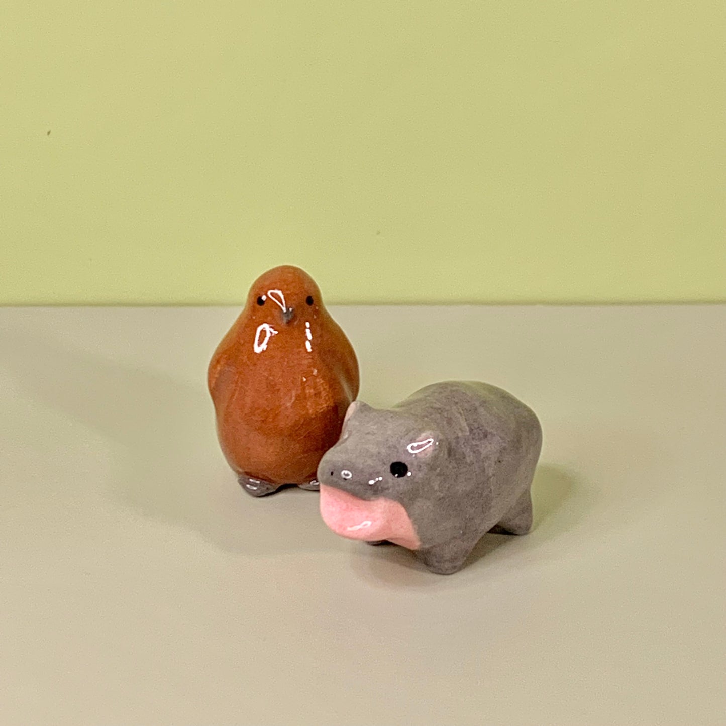 Mini Moo Deng & Pesto Set Ceramic Figurines
