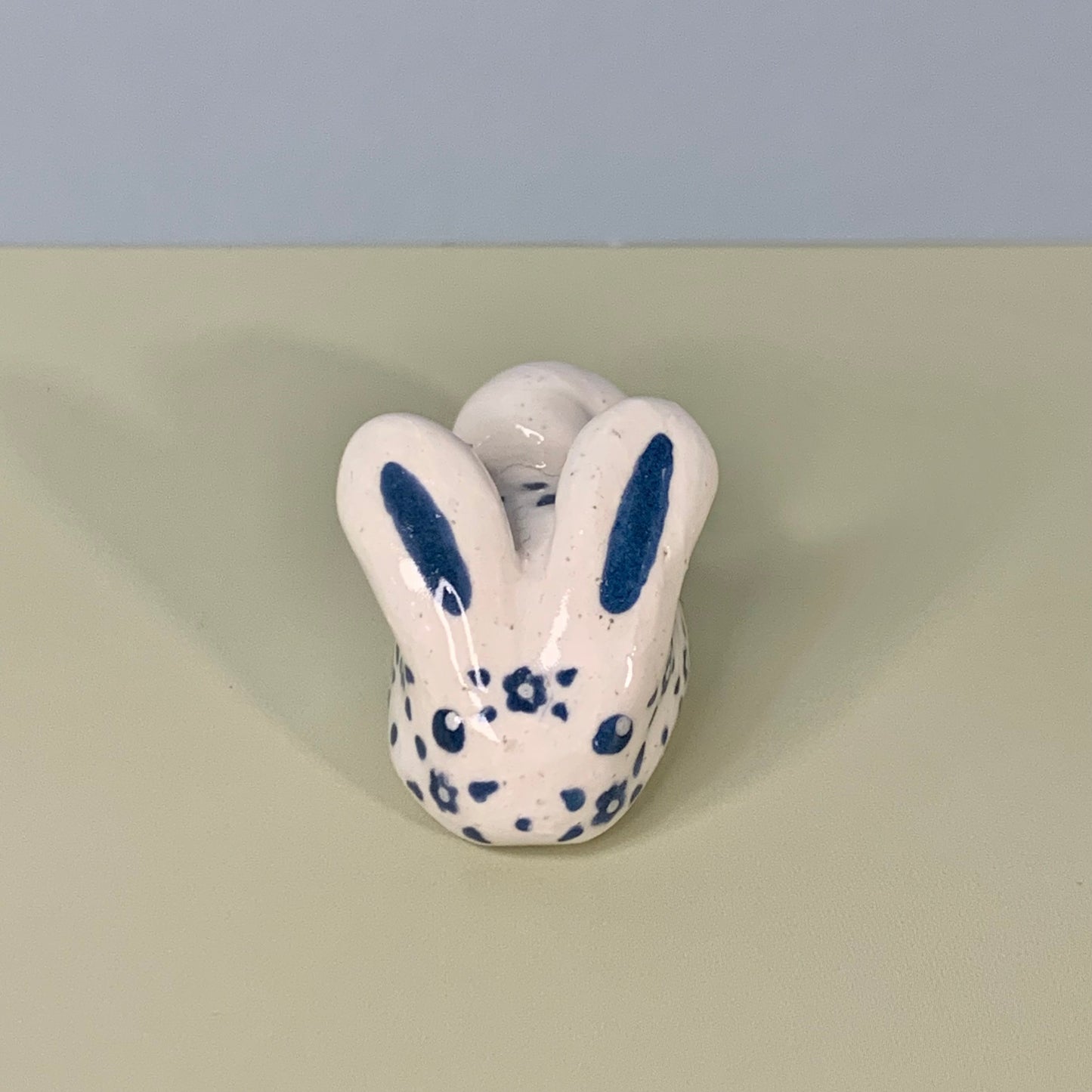 Mini Blue Bunny Ceramic Figurine