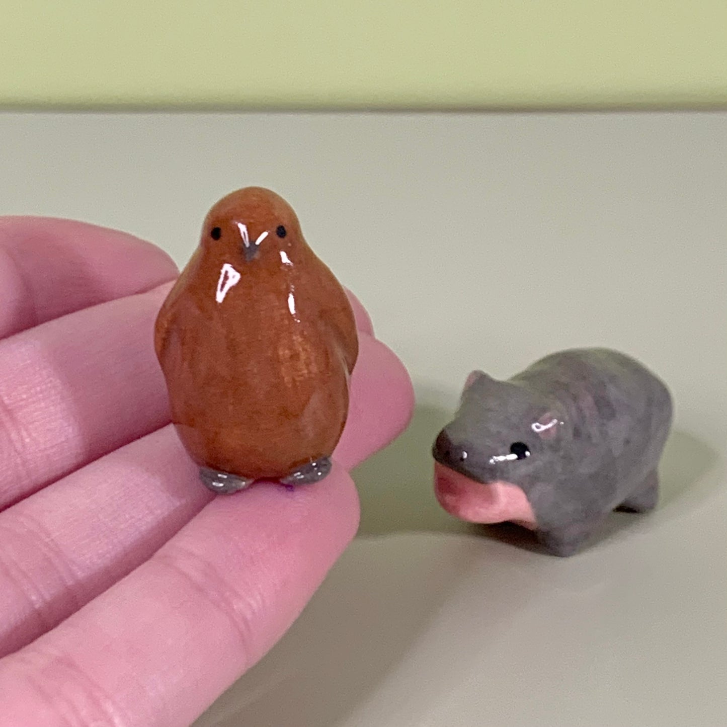 Mini Moo Deng & Pesto Set Ceramic Figurines