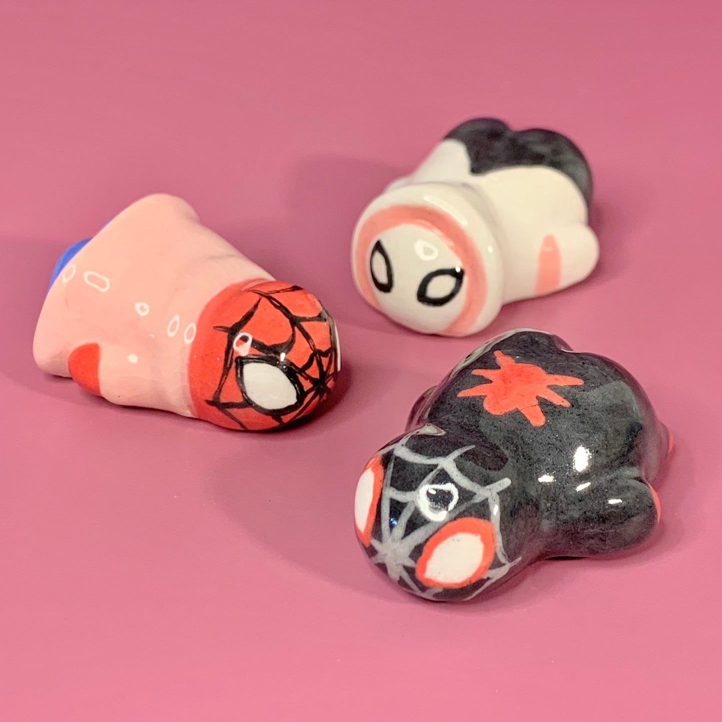 Spiderverse Set of Three Spider-Man Inspired Ceramic Figurine