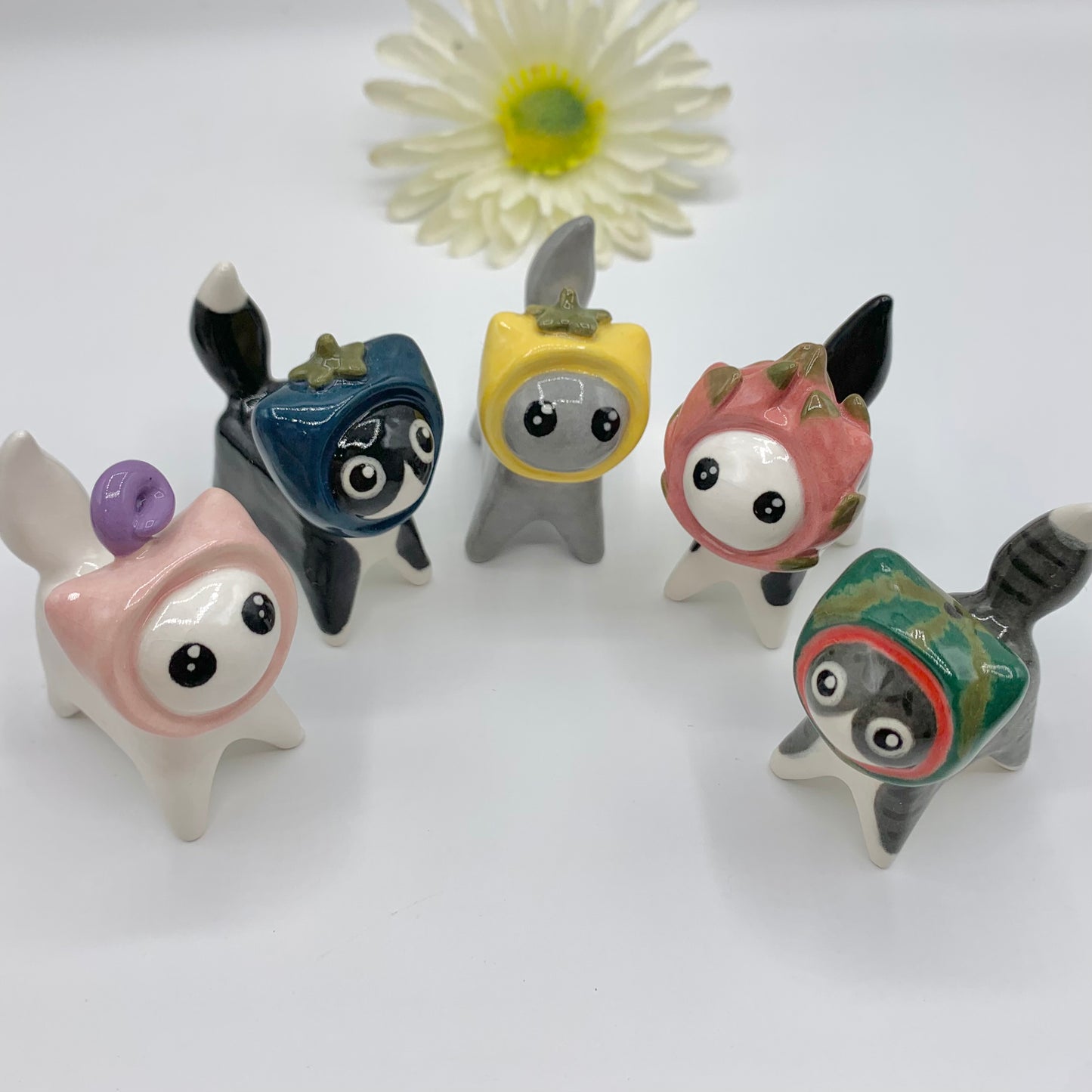 Fruit Kitty Cat Ceramic Figurine