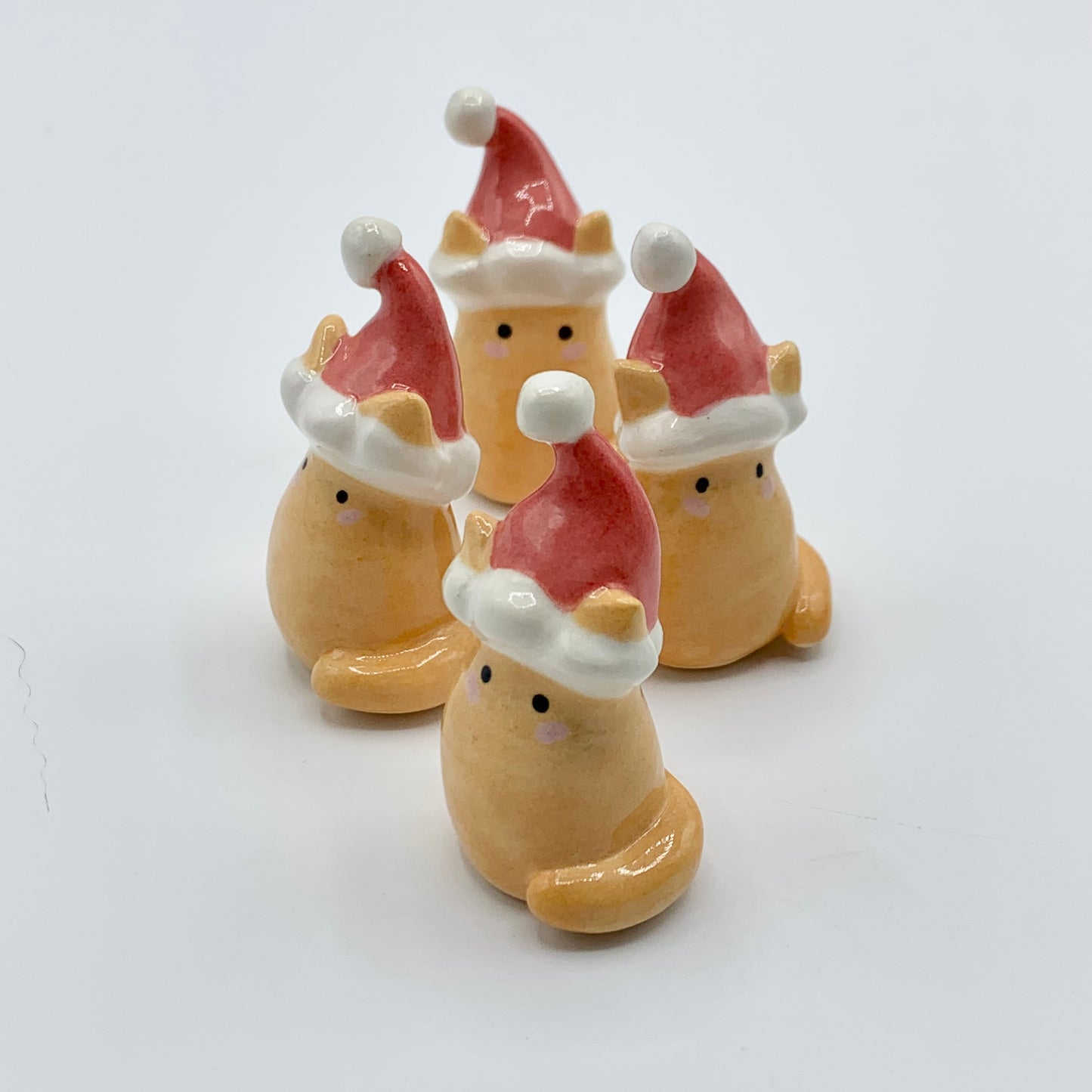 Santa Cat Ceramic Figurine