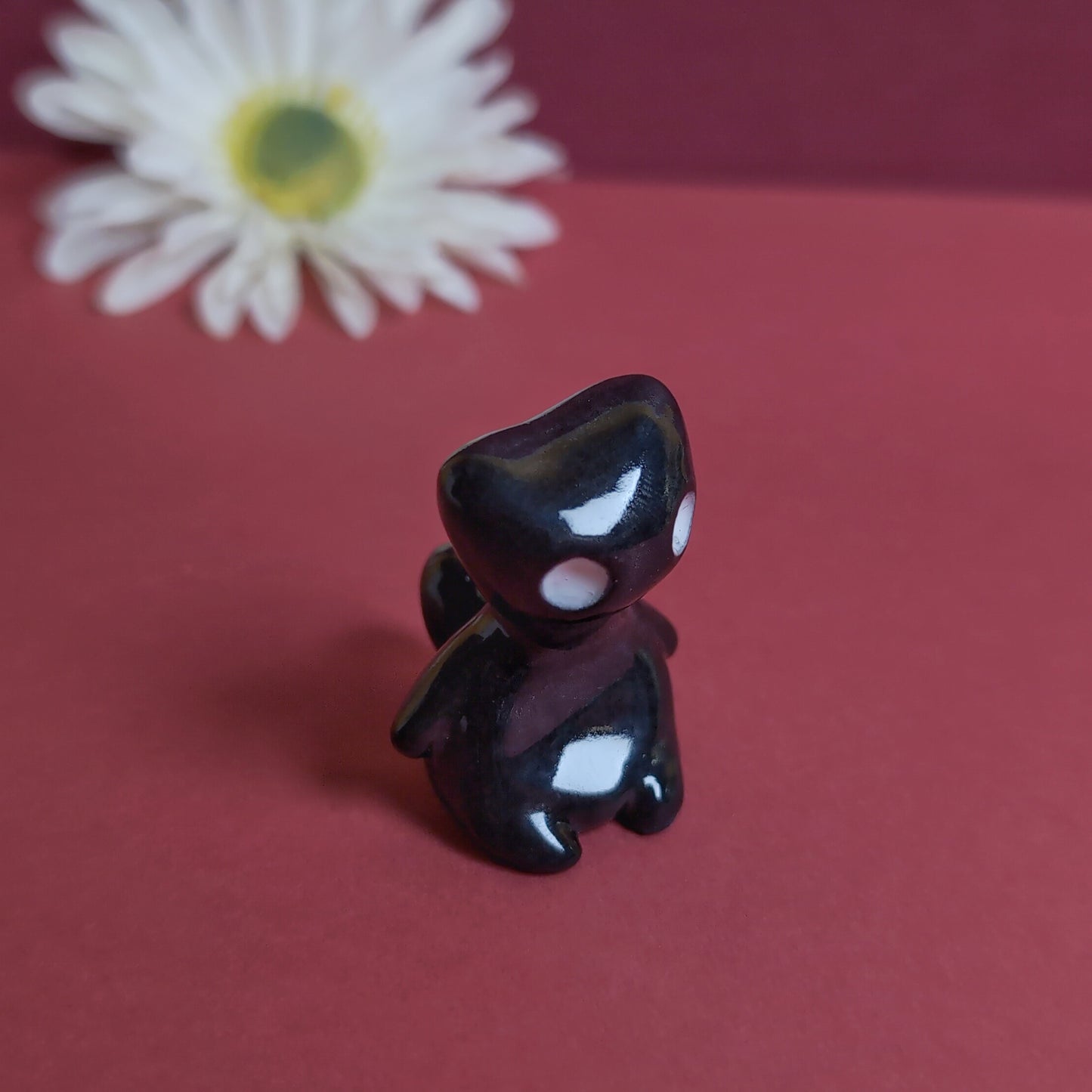 Slouching Black Void Cat Ceramic Figurine