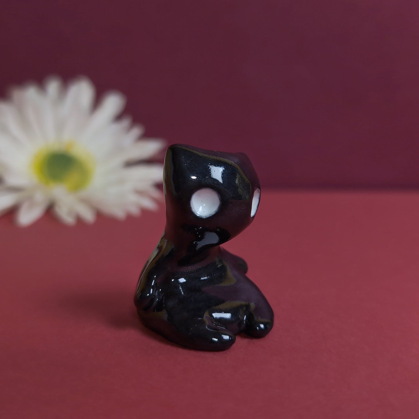 Slouching Black Void Cat Ceramic Figurine