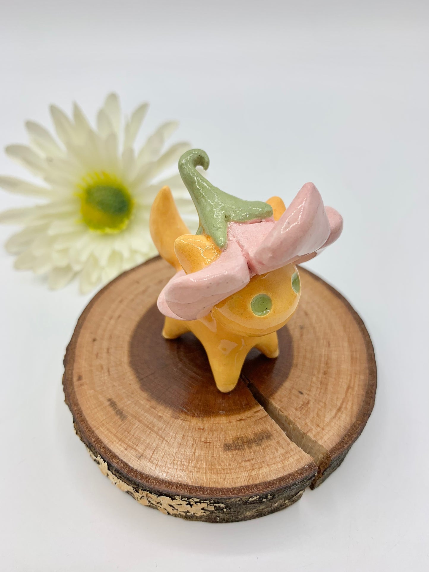 Flower Kitty Ceramic Figurine- Pink Tulip