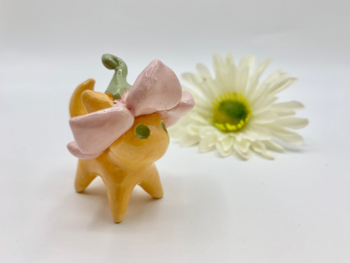 Flower Kitty Ceramic Figurine- Pink Tulip