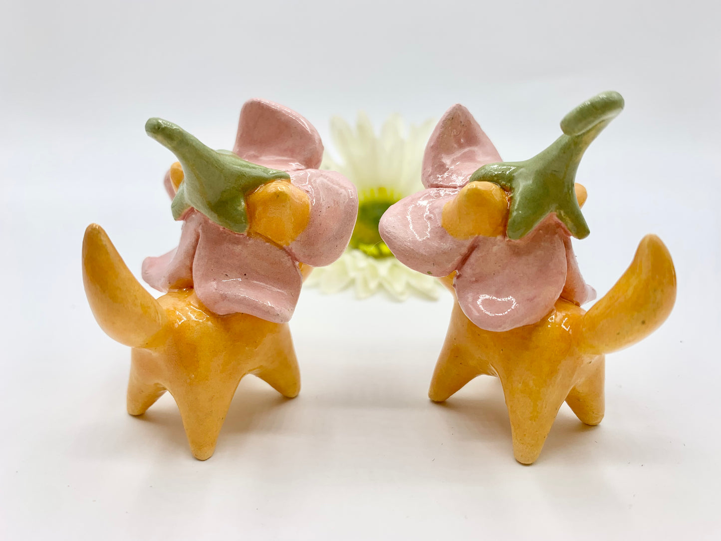 Flower Kitty Ceramic Figurine- Pink Tulip