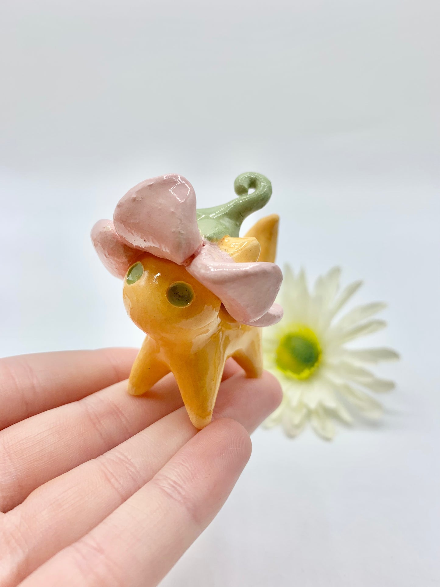 Flower Kitty Ceramic Figurine- Pink Tulip