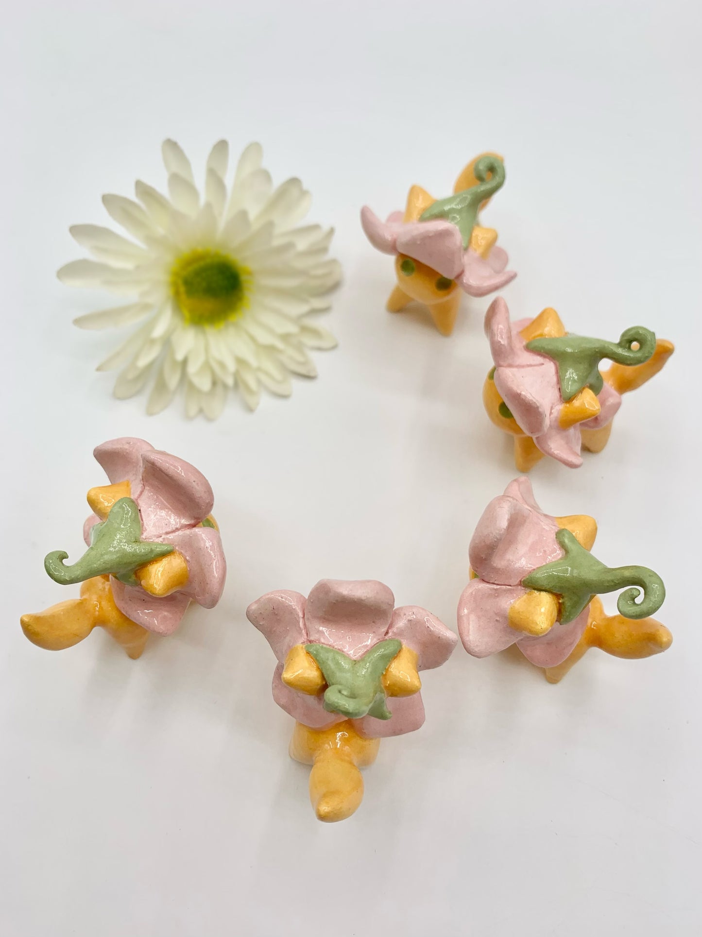 Flower Kitty Ceramic Figurine- Pink Tulip