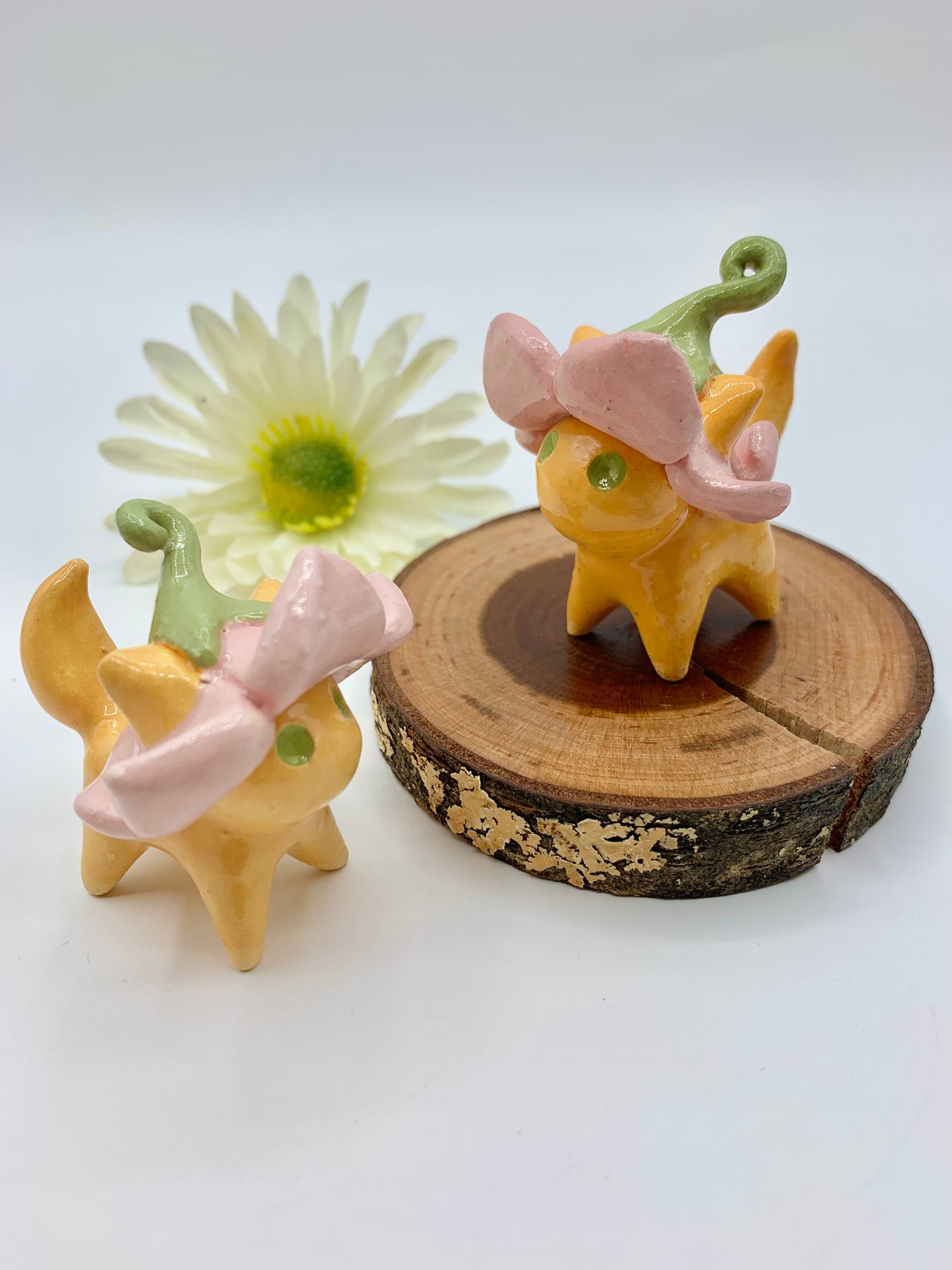 Flower Kitty Ceramic Figurine- Pink Tulip