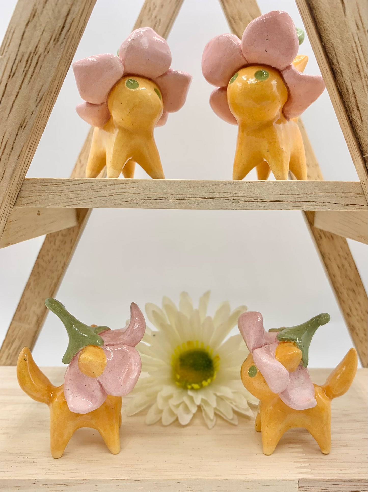 Flower Kitty Ceramic Figurine- Pink Tulip