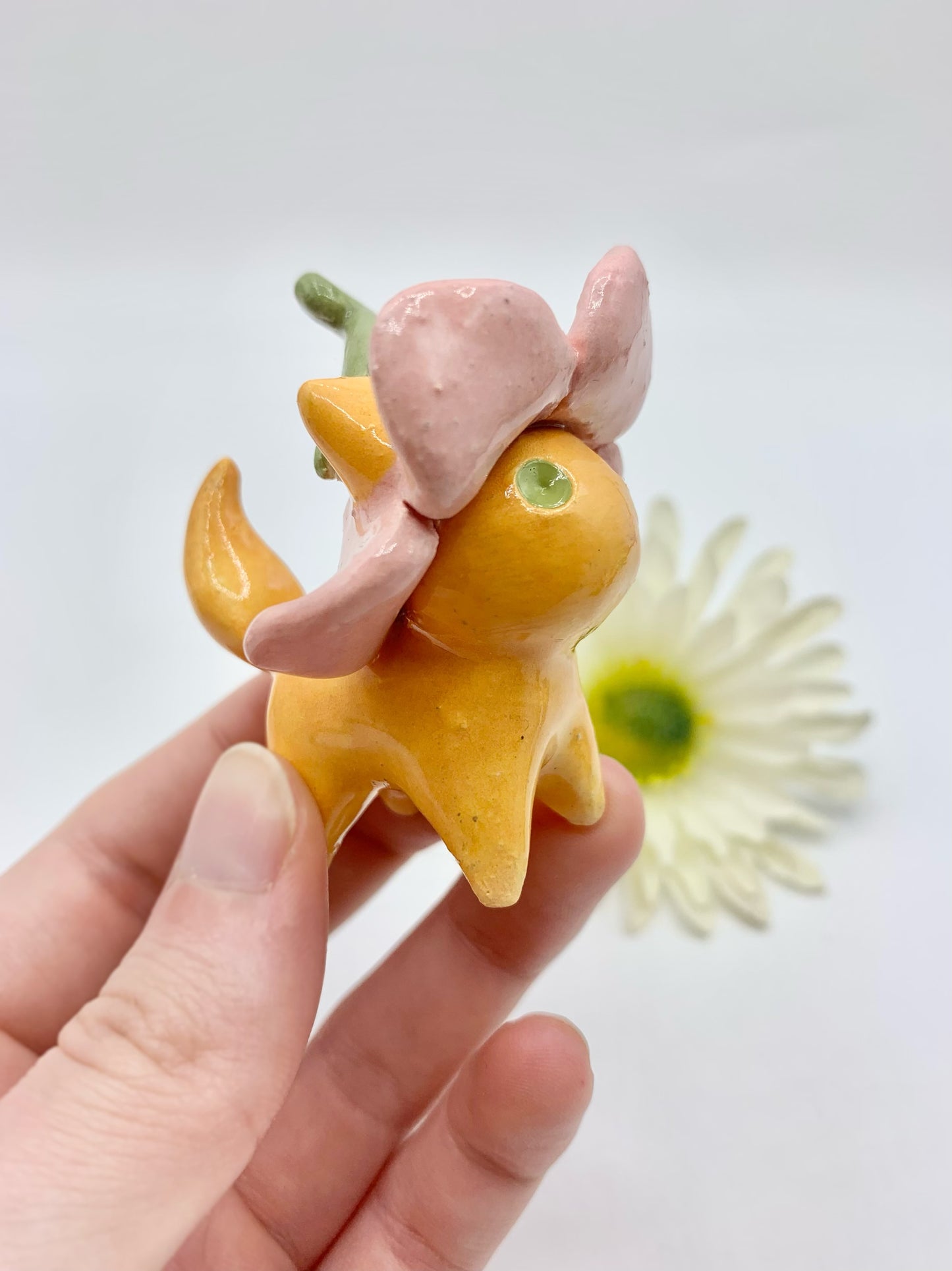 Flower Kitty Ceramic Figurine- Pink Tulip