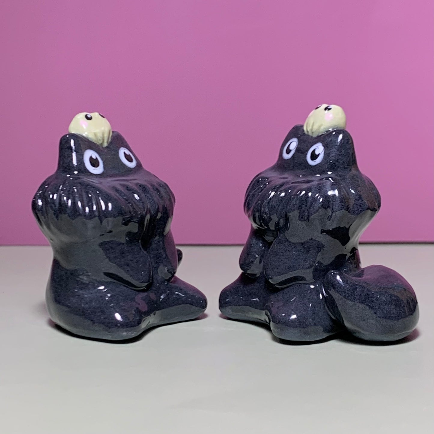 Fluffy Cat with Frog Friend Ceramic Figurine