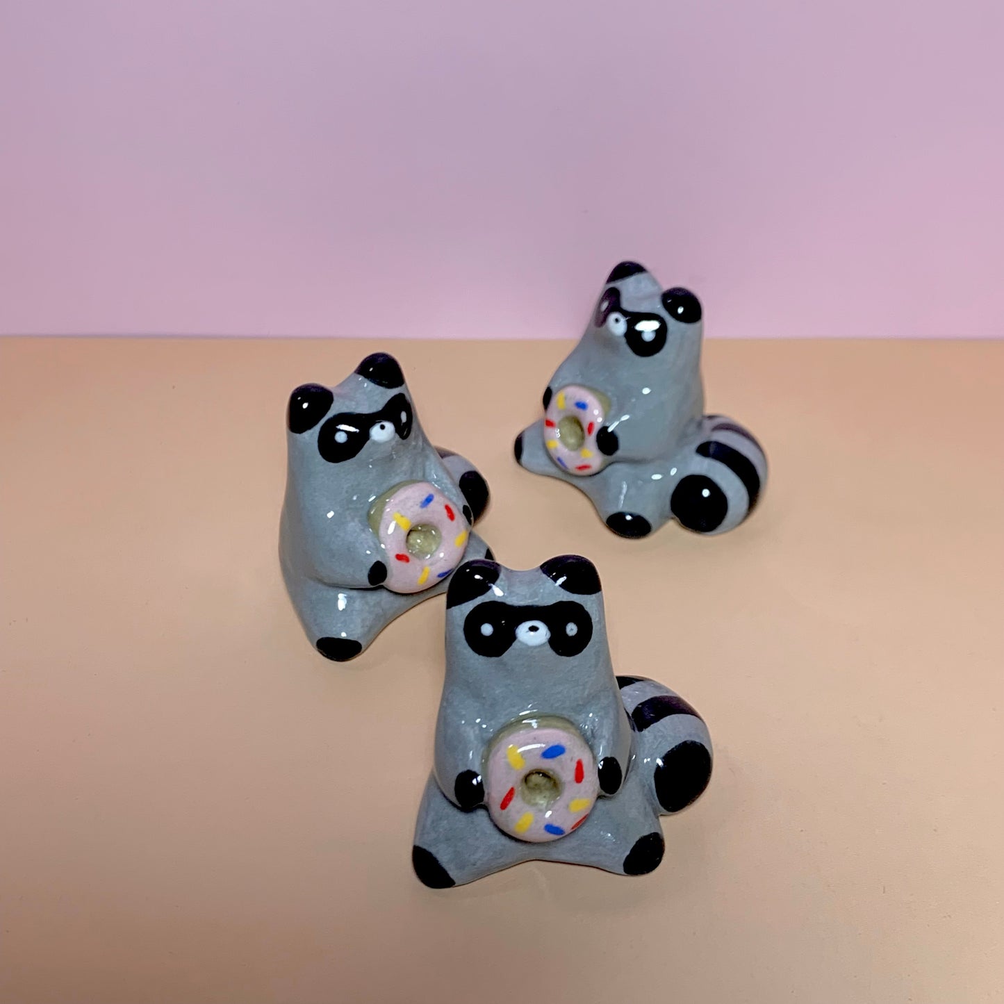 Raccoon Donut Cutie Ceramic Figurine