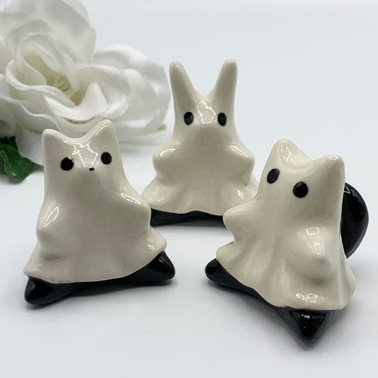 Ghost Cuties Cat Bunny Dog Ceramic Figurine