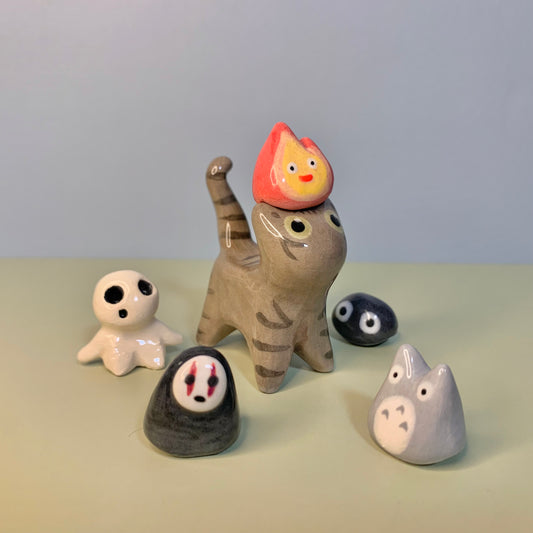 Studio Ghibli Kitty Cat Ceramic Figurine with Magnetic Attachments