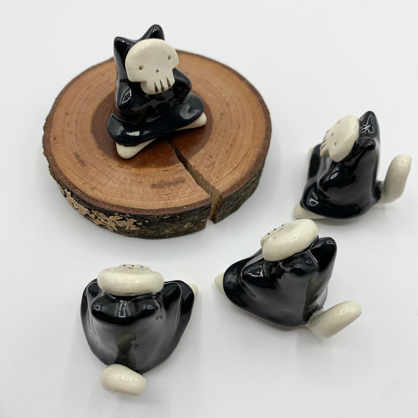 Mini Grim Reaper Cat Ceramic Figurine