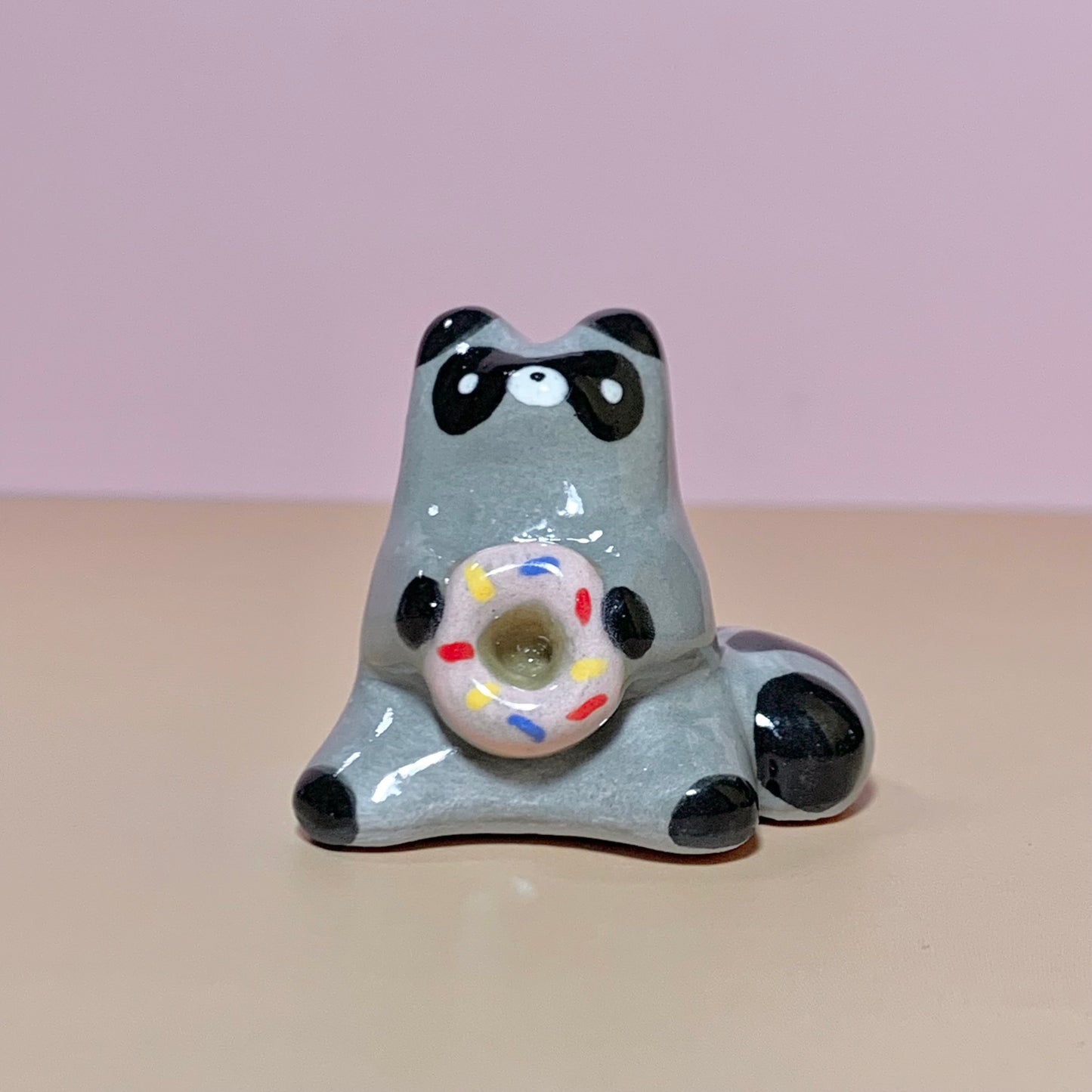 Raccoon Donut Cutie Ceramic Figurine