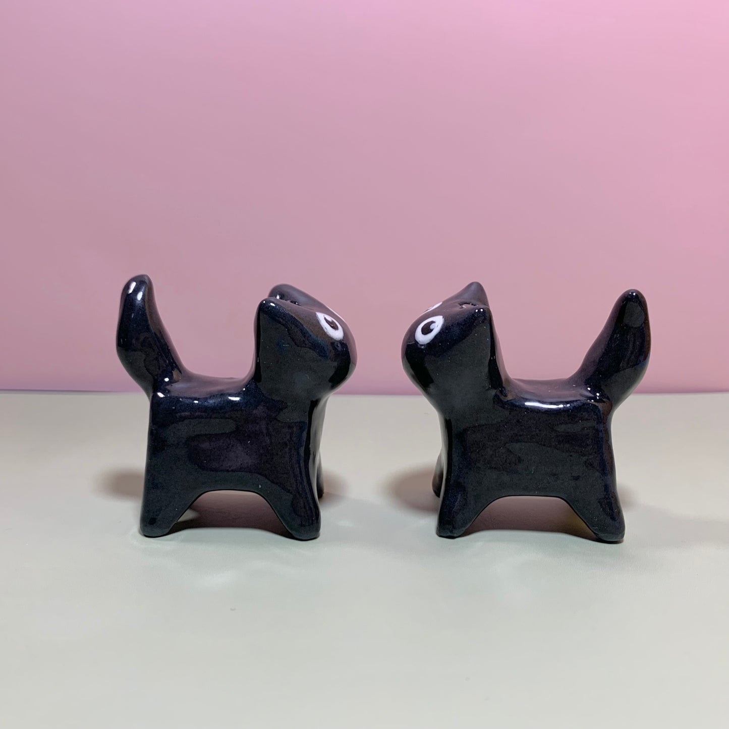 Breakfast Set Kitty Cat Ceramic Figurine with Magnetic Attachments