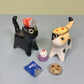 Snack Set Kitty Cat Ceramic Figurine with Magnetic Attachments
