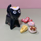 Breakfast Set Kitty Cat Ceramic Figurine with Magnetic Attachments