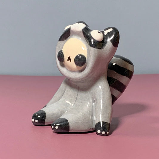 Cute Raccoon Costumed Ceramic Figurines