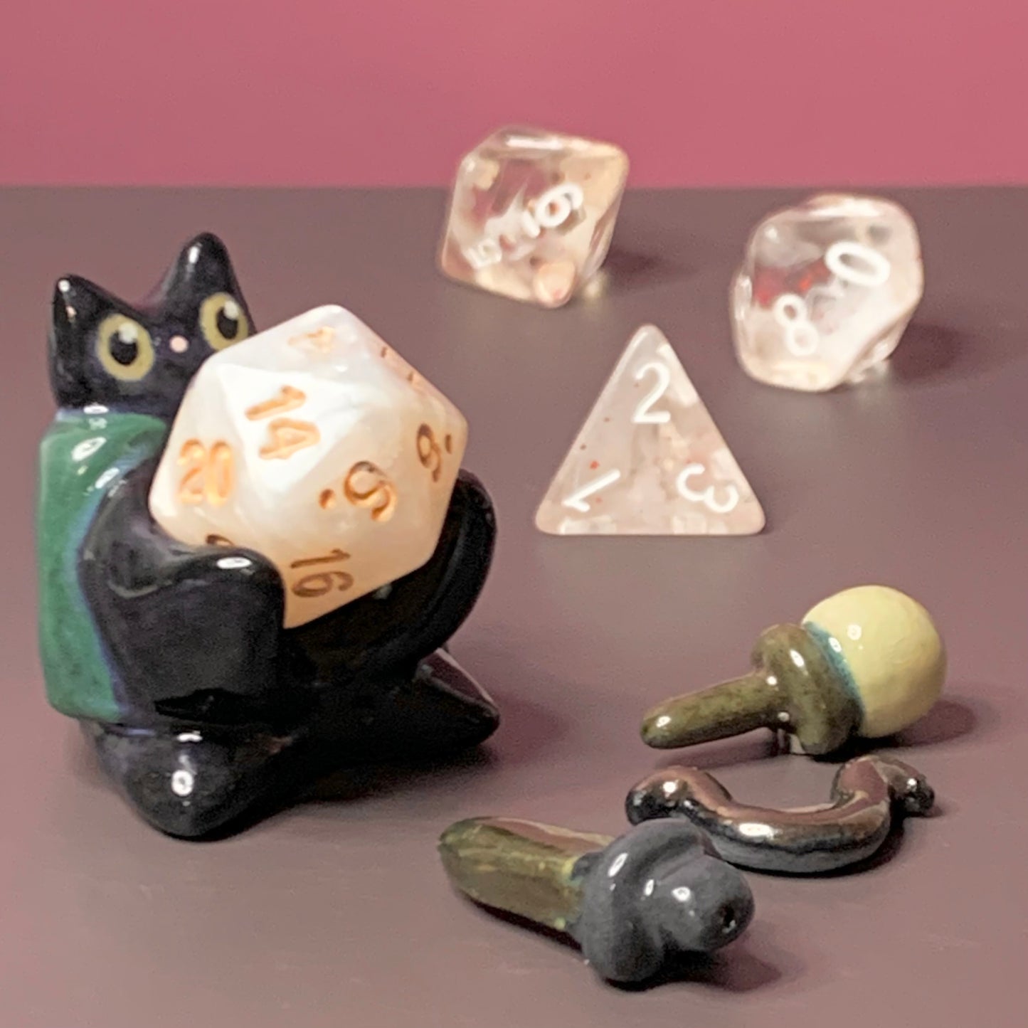 Cat w/ Weapon Attachments Dnd Companion D20 Holder