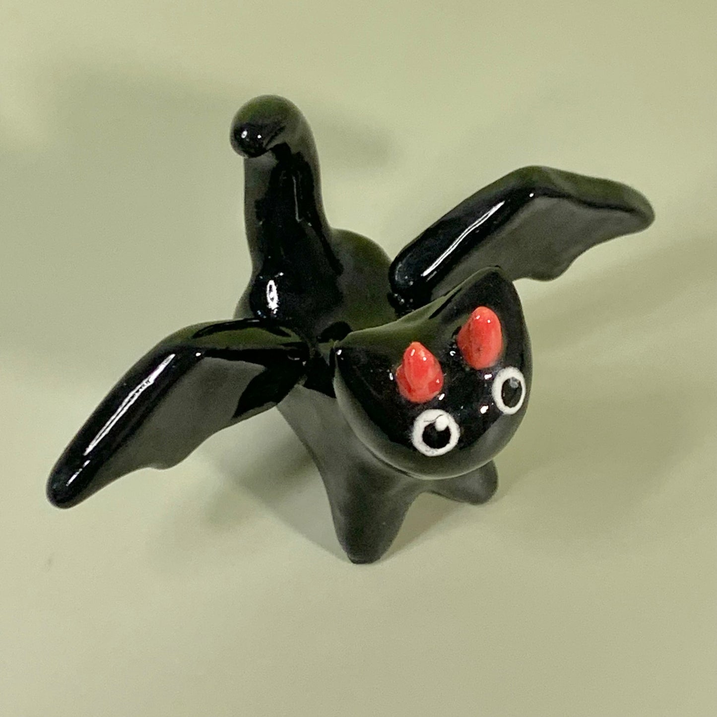 Devil Kitty Cat Ceramic Figurine
