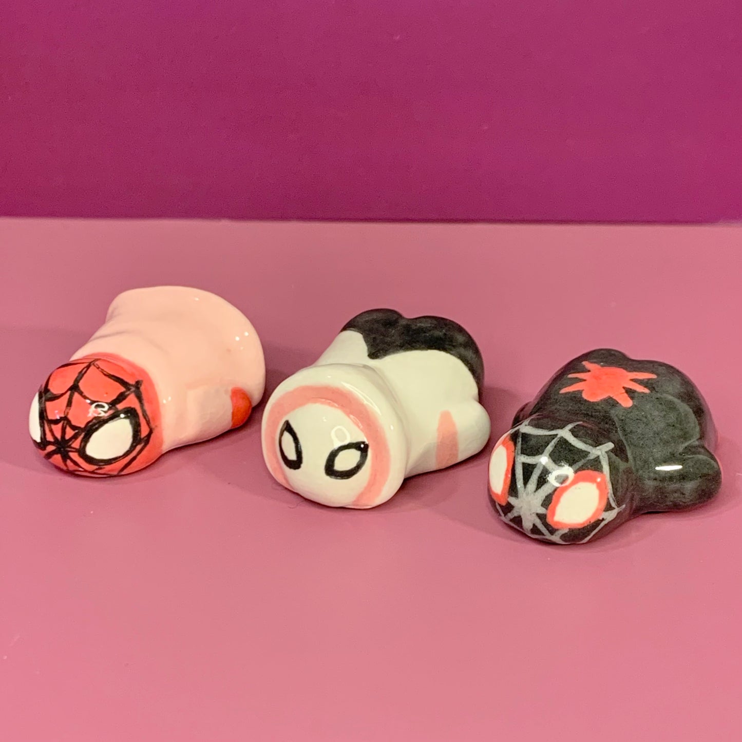 Spiderverse Set of Three Spider-Man Inspired Ceramic Figurine