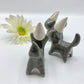 Grey Tabby Dunce Kitty Ceramic Figurine