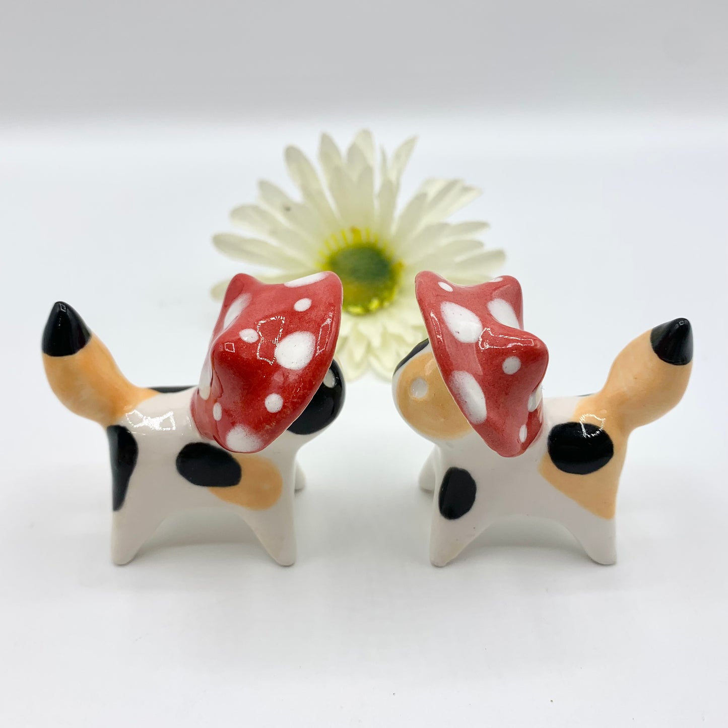 Calico Mushroom Kitty Ceramic Figurine