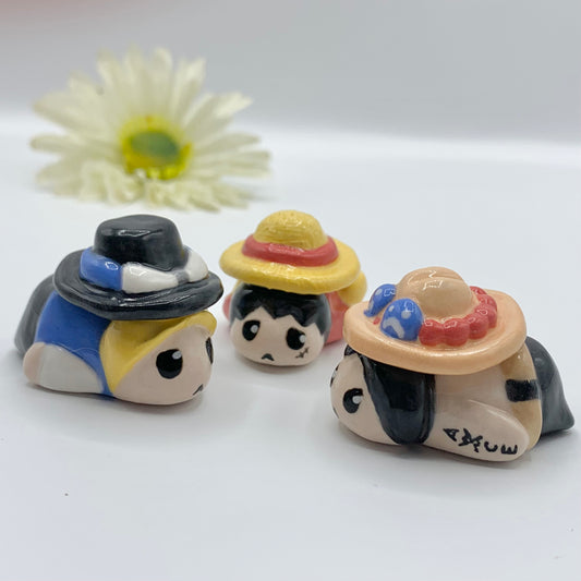 One Piece Set of Three Luffy Ace Sabo ASL Inspired Ceramic Figurine