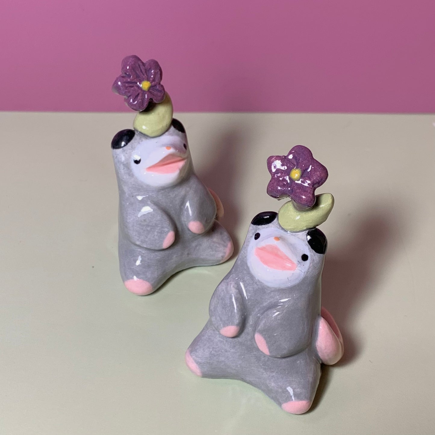 Possum Flower Cutie Ceramic Figurine