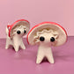 Mushroom Kitty Cat Ceramic Figurine