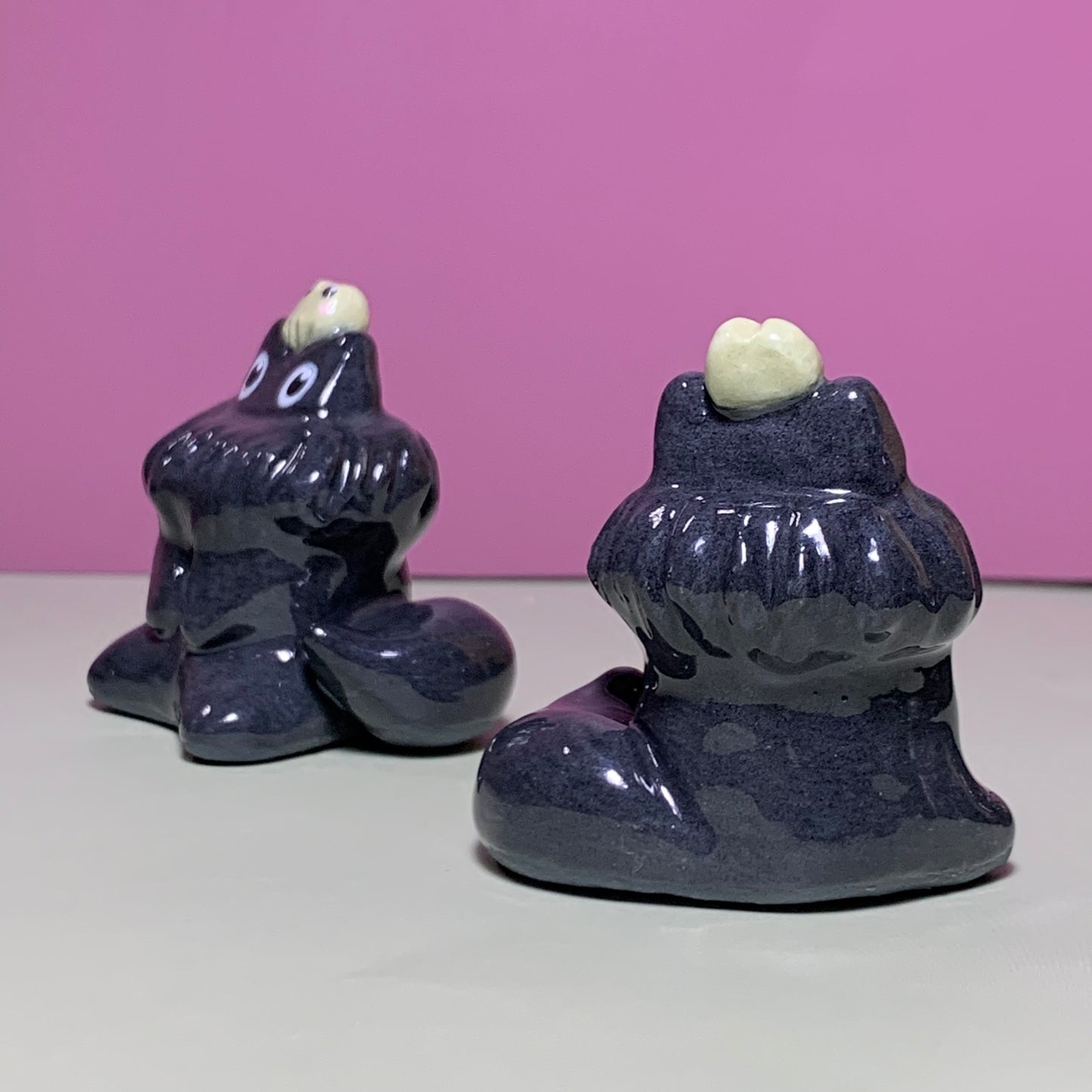 Fluffy Cat with Frog Friend Ceramic Figurine